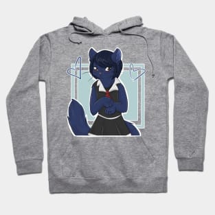 Shy Black Cat Girl Hoodie